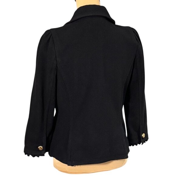 Vintage Y2K Juicy Couture Wool Jacket Coat SZ M Black Gold Buttons Goth Preppy - Picture 3 of 14